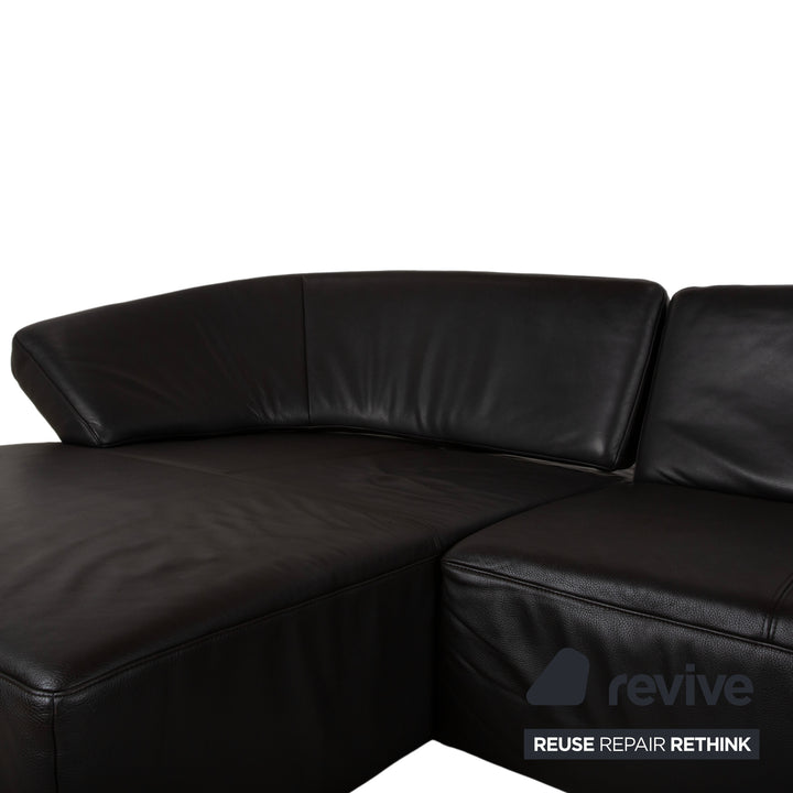 Canapé d'angle Ewald Schillig Butterfly en cuir noir fonction manuelle canapé divan