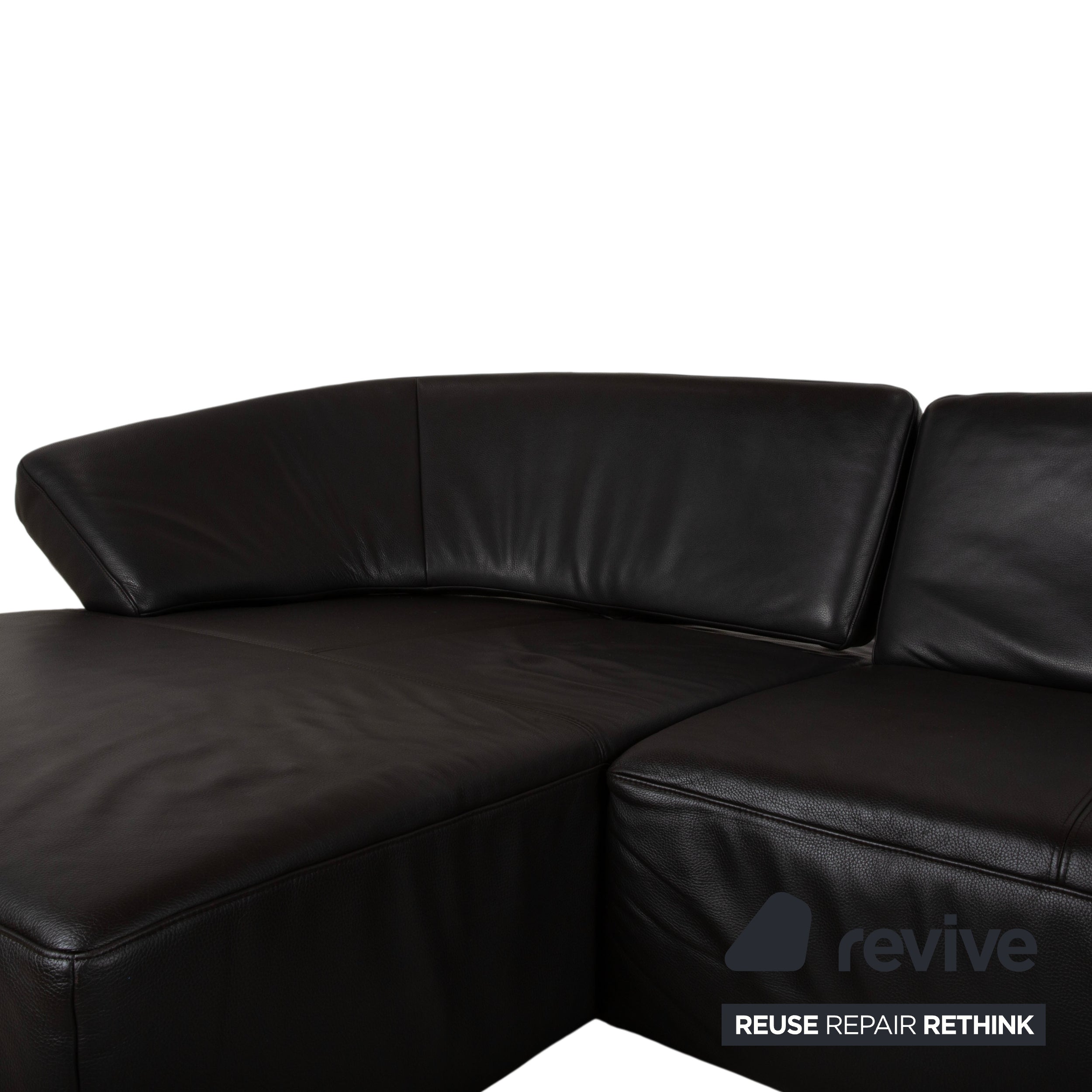 Ewald Schillig Butterfly Leder Ecksofa Schwarz manuelle Funktion Sofa Couch