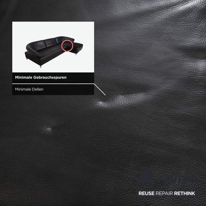 Ewald Schillig Butterfly Leder Ecksofa Schwarz manuelle Funktion Sofa Couch