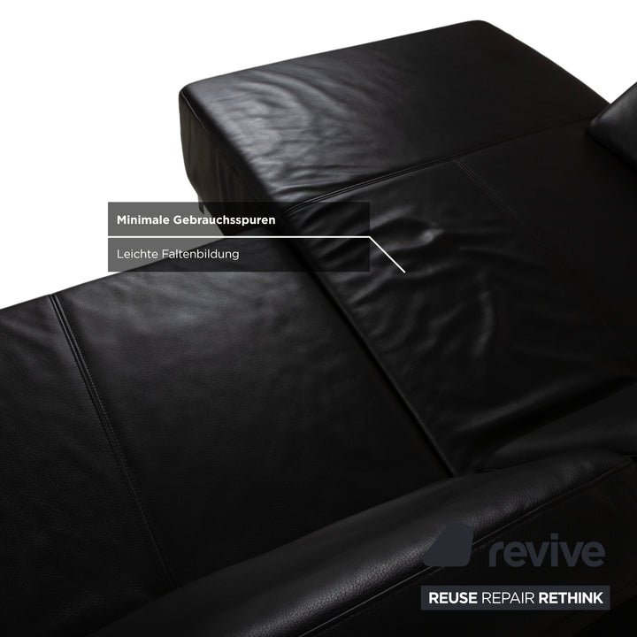Canapé d'angle Ewald Schillig Butterfly en cuir noir fonction manuelle canapé divan