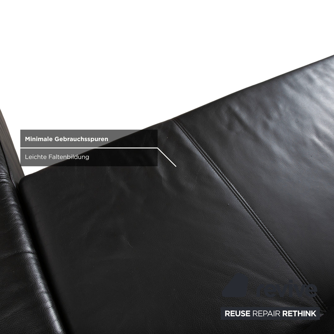 Ewald Schillig Butterfly Leder Ecksofa Schwarz manuelle Funktion Sofa Couch