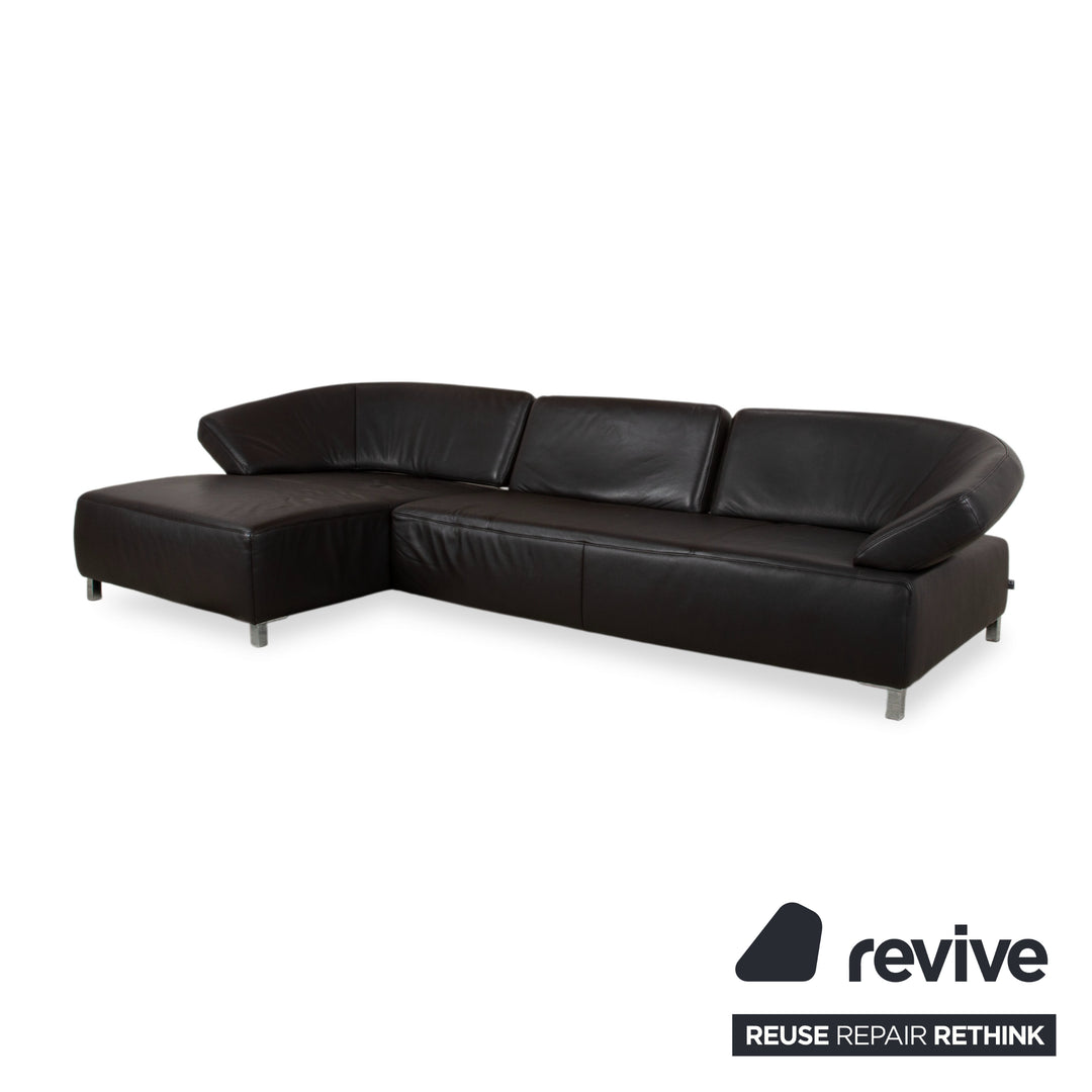 Canapé d'angle Ewald Schillig Butterfly en cuir noir fonction manuelle canapé divan