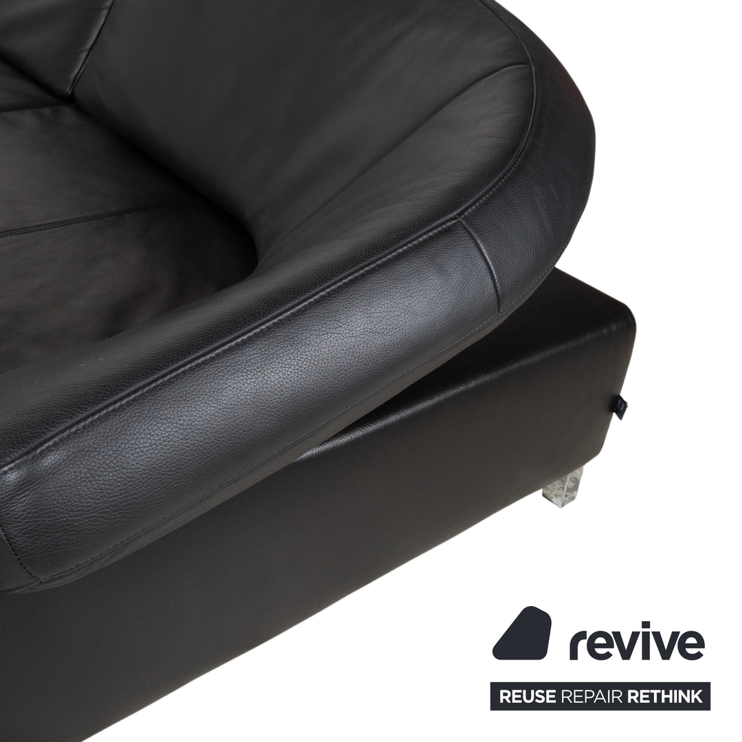 Ewald Schillig Butterfly Leder Ecksofa Schwarz manuelle Funktion Sofa Couch