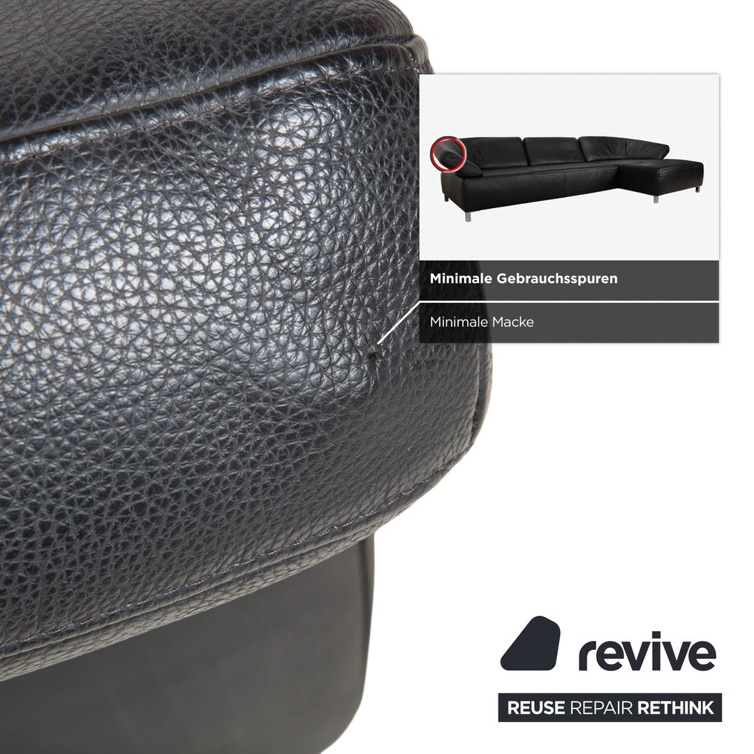 Ewald Schillig Butterfly Leder Ecksofa Schwarz manuelle Funktion Sofa Couch