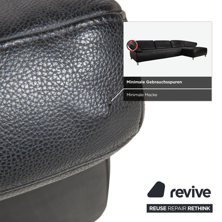 Ewald Schillig Butterfly Leder Ecksofa Schwarz manuelle Funktion Sofa Couch