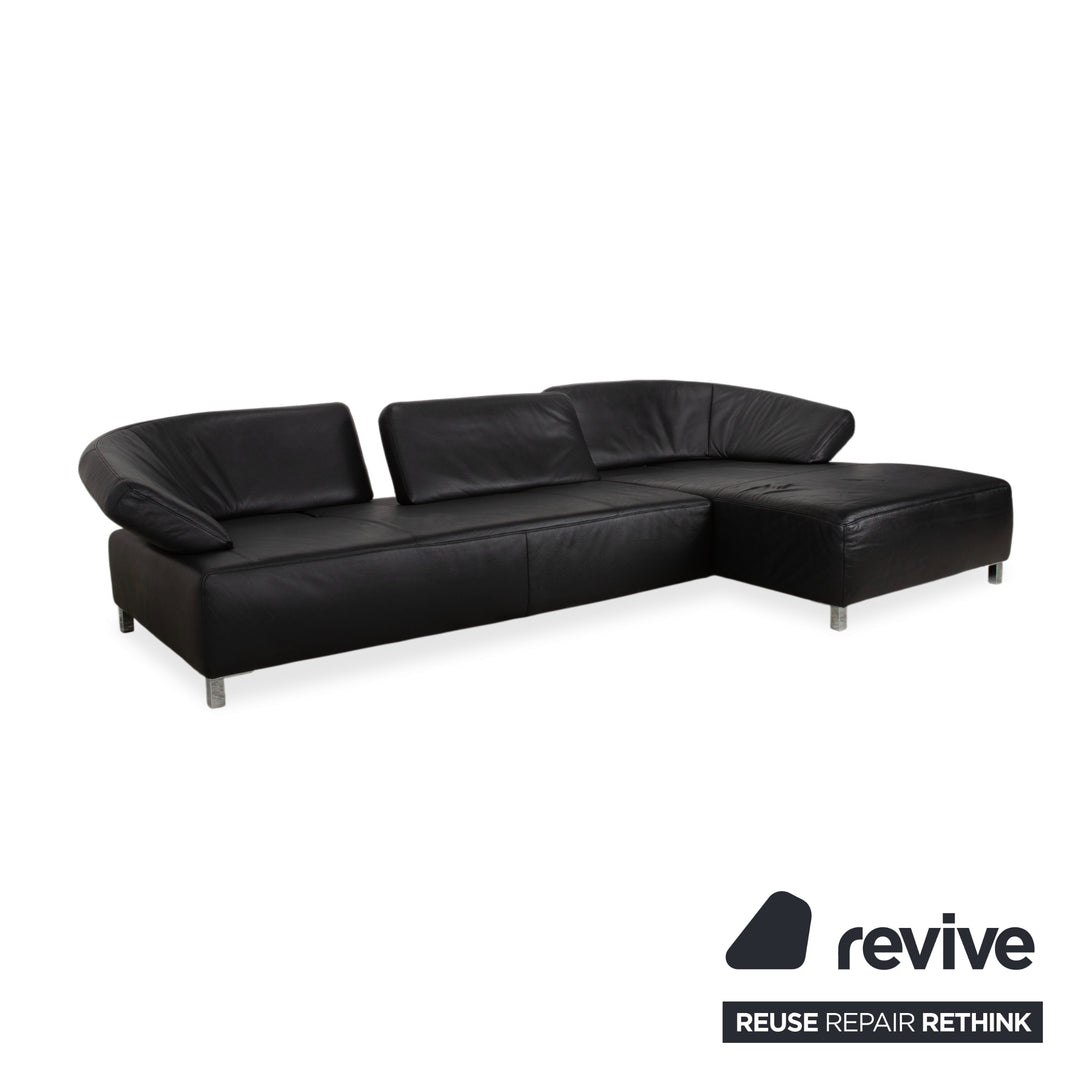 Ewald Schillig Butterfly Leder Ecksofa Schwarz manuelle Funktion Sofa Couch