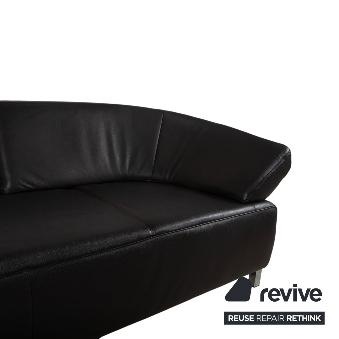 Canapé d'angle Ewald Schillig Butterfly en cuir noir fonction manuelle canapé divan