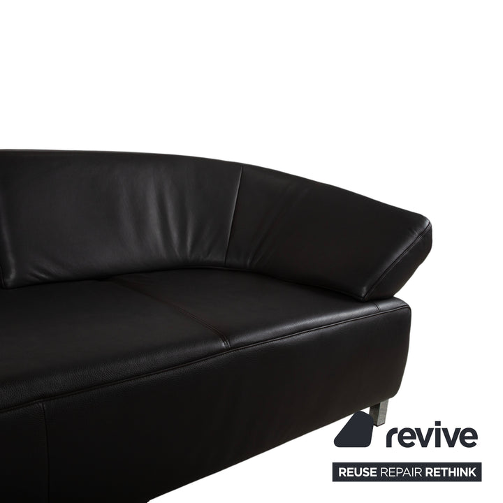 Canapé d'angle Ewald Schillig Butterfly en cuir noir fonction manuelle canapé divan