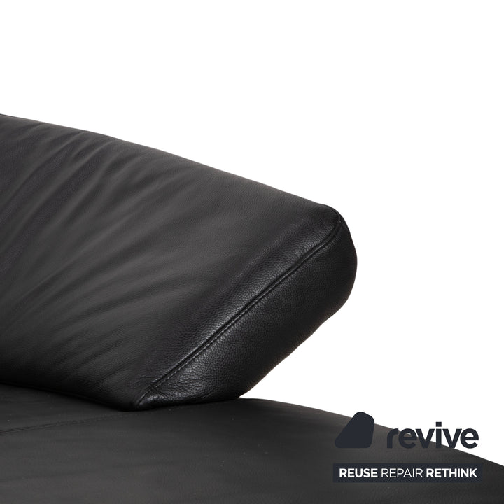 Ewald Schillig Butterfly Leder Ecksofa Schwarz manuelle Funktion Sofa Couch