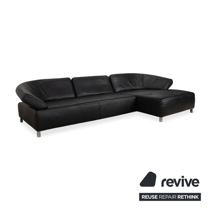 Ewald Schillig Butterfly Leder Ecksofa Schwarz manuelle Funktion Sofa Couch