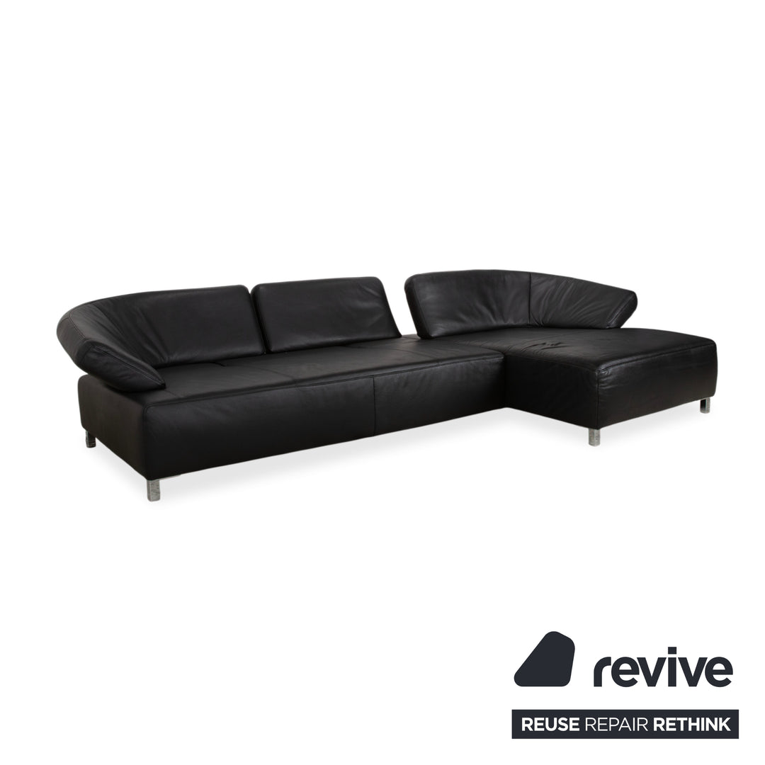 Ewald Schillig Butterfly Leder Ecksofa Schwarz manuelle Funktion Sofa Couch