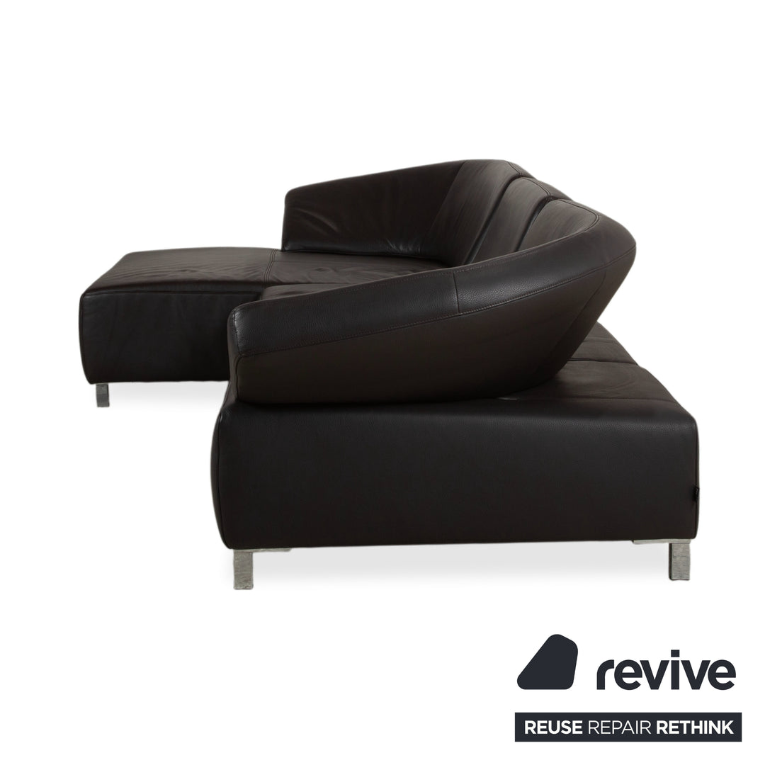 Canapé d'angle Ewald Schillig Butterfly en cuir noir fonction manuelle canapé divan