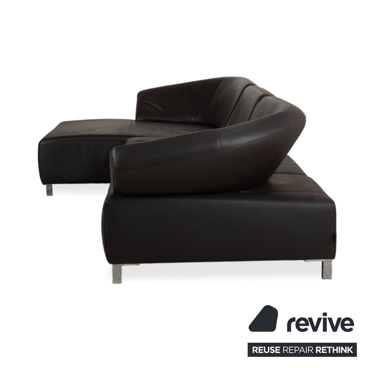 Canapé d'angle Ewald Schillig Butterfly en cuir noir fonction manuelle canapé divan