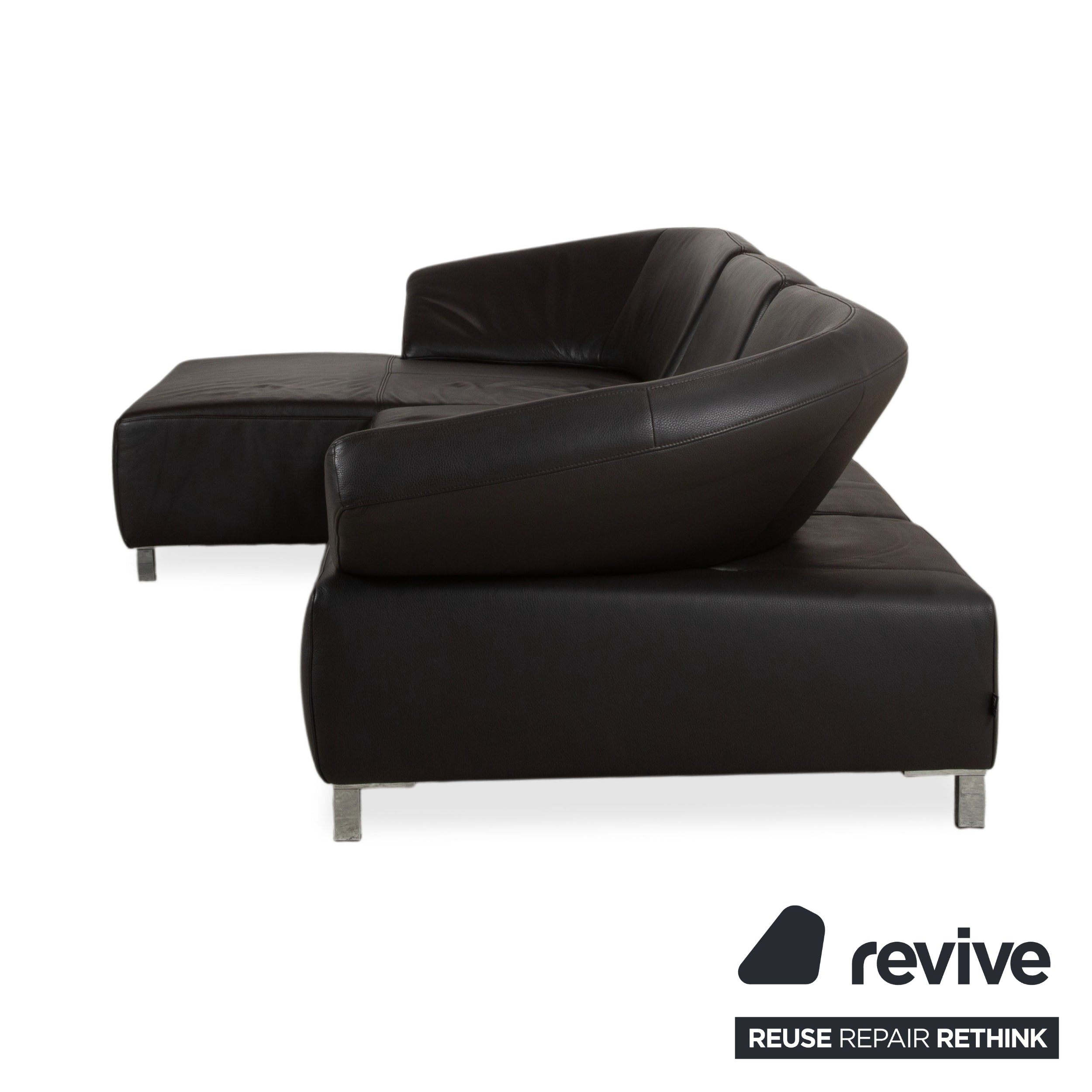 Ewald Schillig Butterfly Leder Ecksofa Schwarz manuelle Funktion Sofa Couch