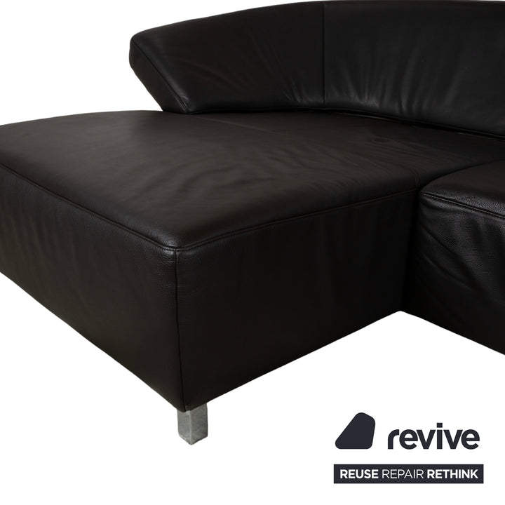 Canapé d'angle Ewald Schillig Butterfly en cuir noir fonction manuelle canapé divan