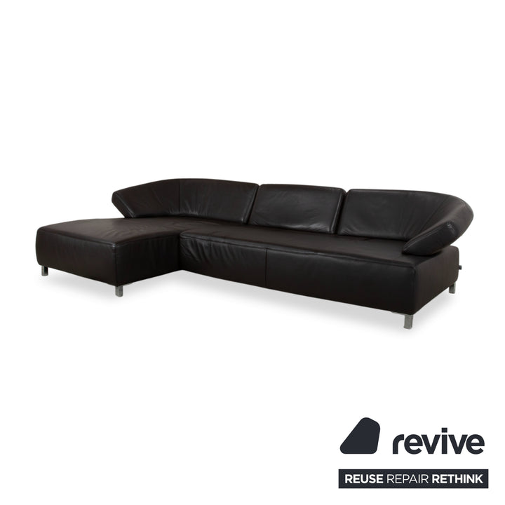 Canapé d'angle Ewald Schillig Butterfly en cuir noir fonction manuelle canapé divan
