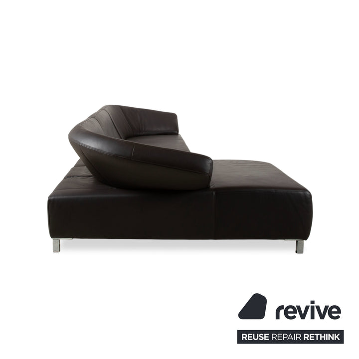 Canapé d'angle Ewald Schillig Butterfly en cuir noir fonction manuelle canapé divan