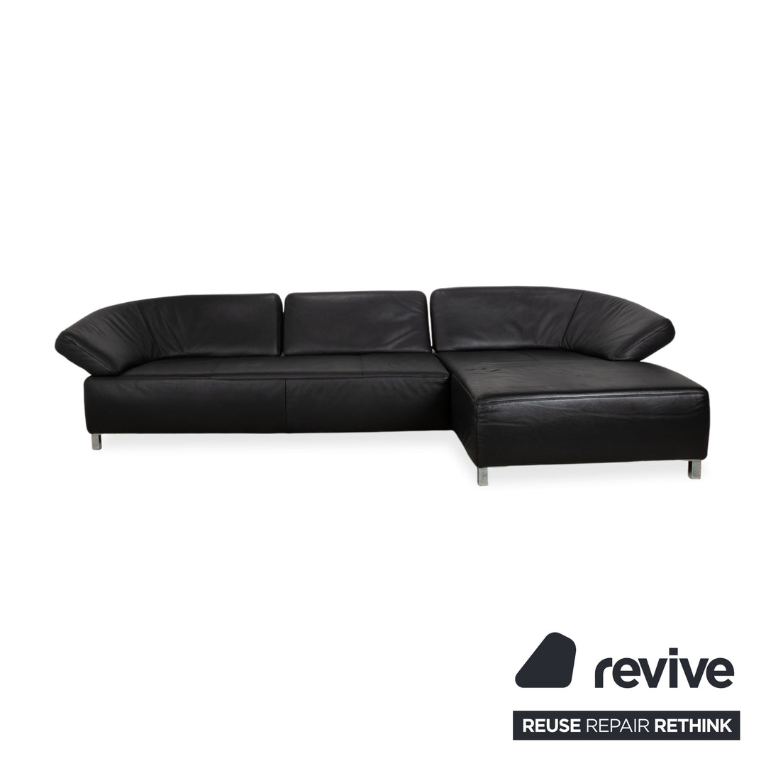 Ewald Schillig Butterfly Leder Ecksofa Schwarz manuelle Funktion Sofa Couch