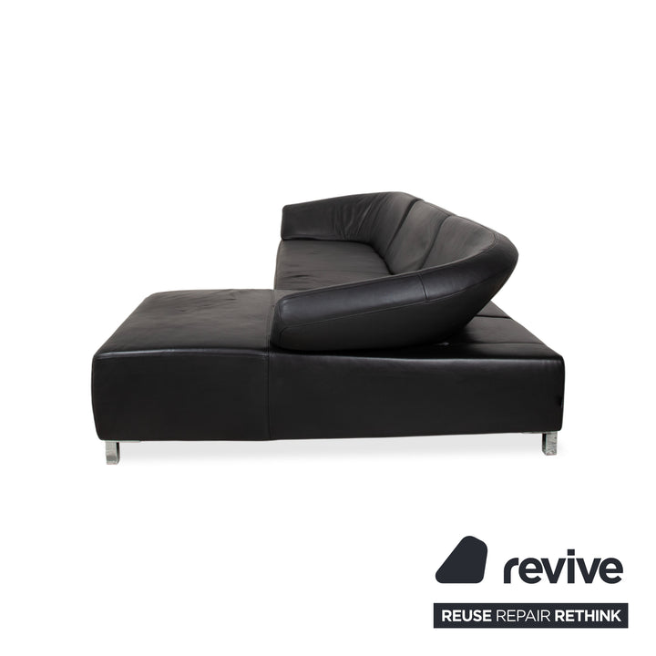 Ewald Schillig Butterfly Leder Ecksofa Schwarz manuelle Funktion Sofa Couch