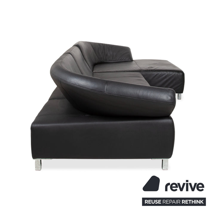 Ewald Schillig Butterfly Leder Ecksofa Schwarz manuelle Funktion Sofa Couch