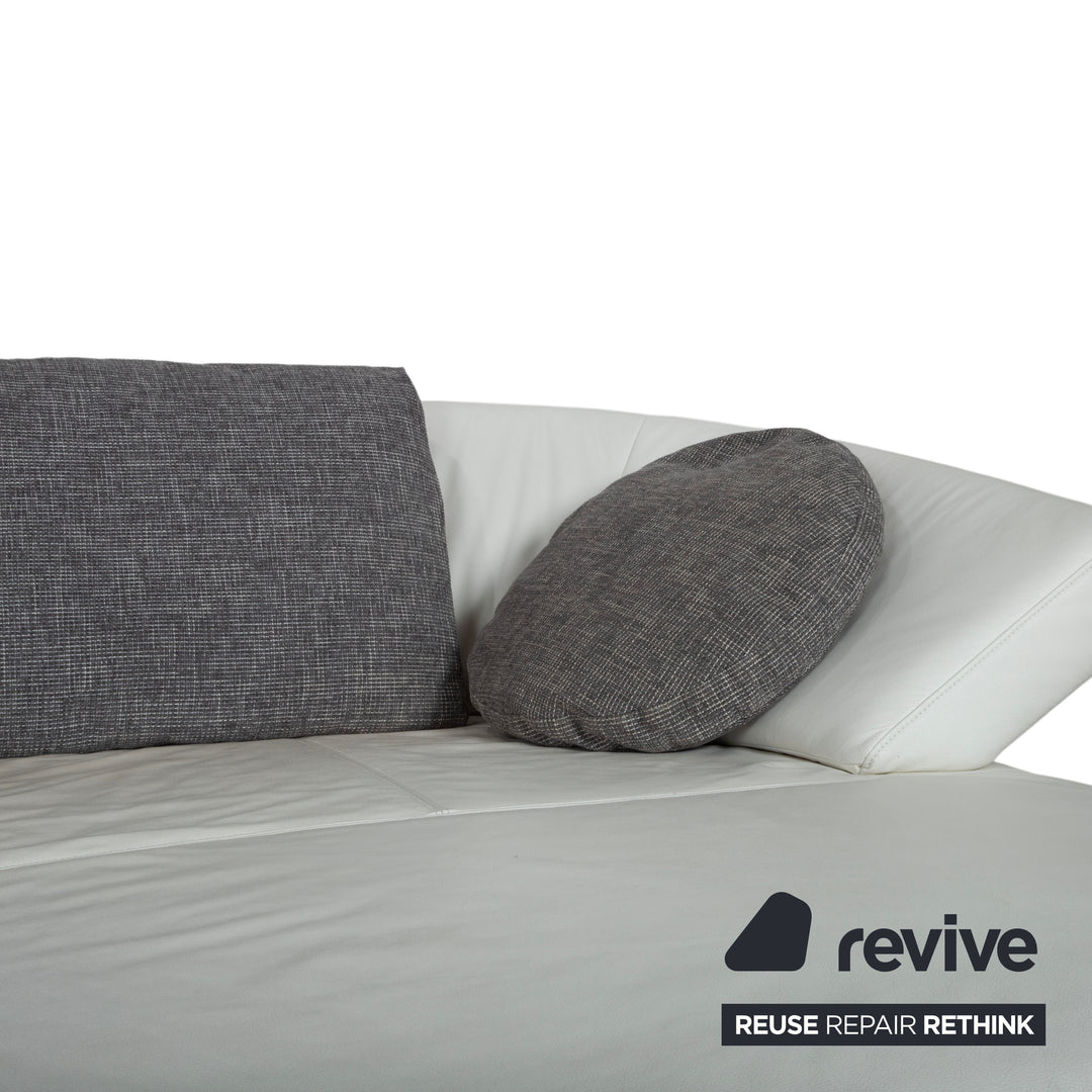Ewald Schillig Butterfly Leder Ecksofa Weiß manuelle Funktion Recamiere Rechts Couch