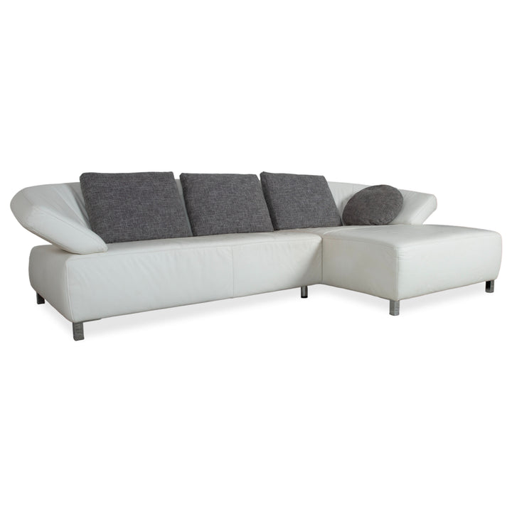 Ewald Schillig Butterfly Leder Ecksofa Weiß manuelle Funktion Recamiere Rechts Couch