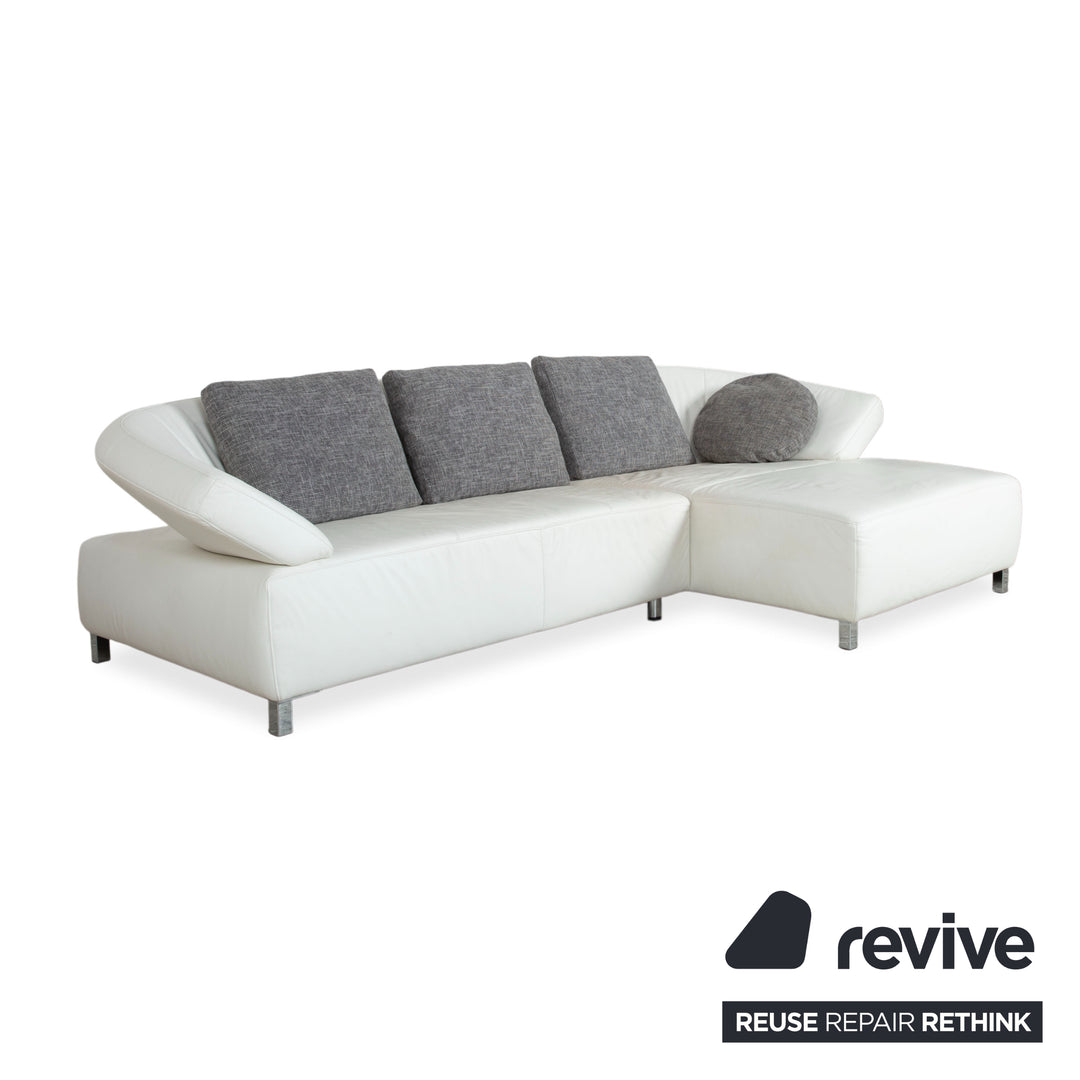 Ewald Schillig Butterfly Leder Ecksofa Weiß manuelle Funktion Recamiere Rechts Couch