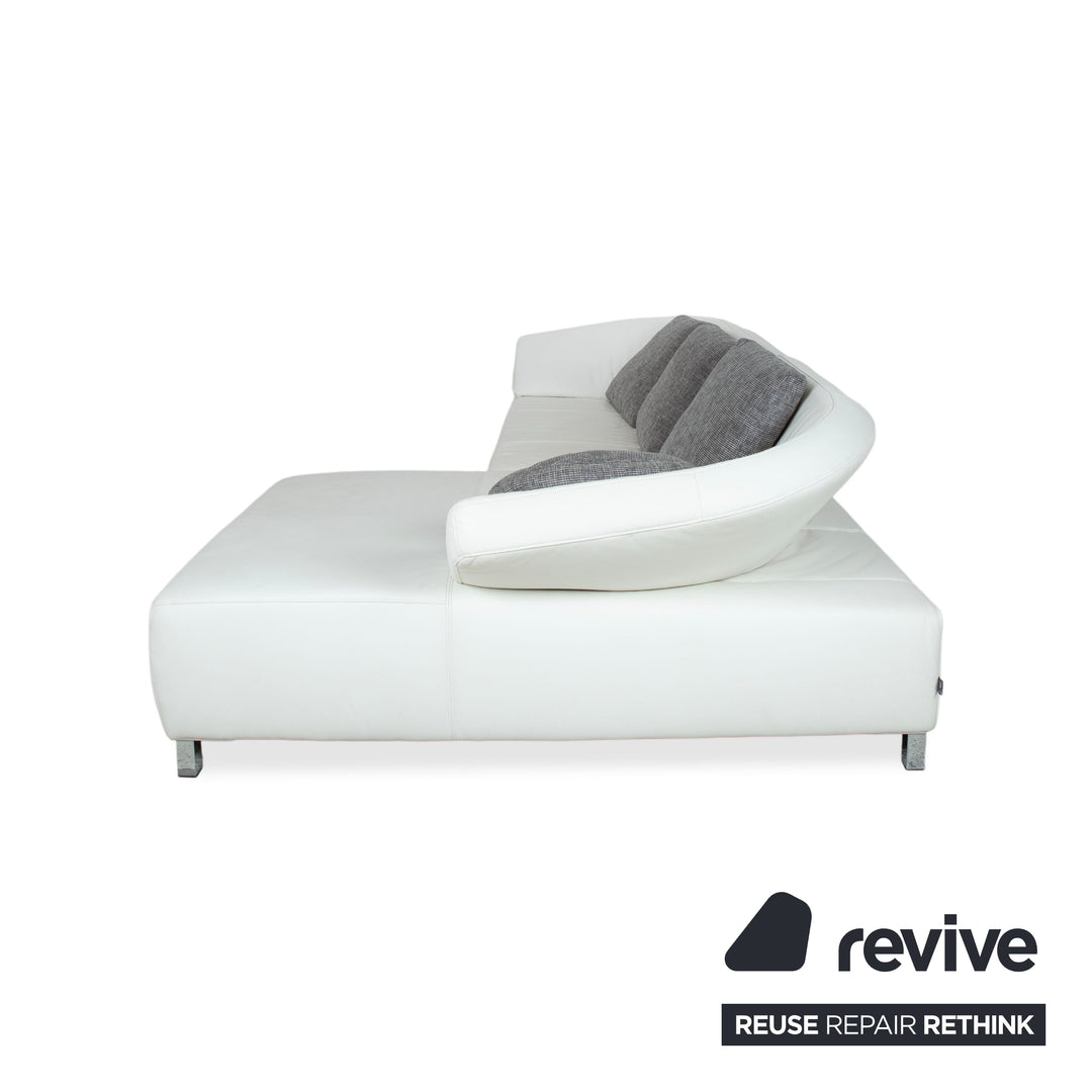 Ewald Schillig Butterfly Leder Ecksofa Weiß manuelle Funktion Recamiere Rechts Couch