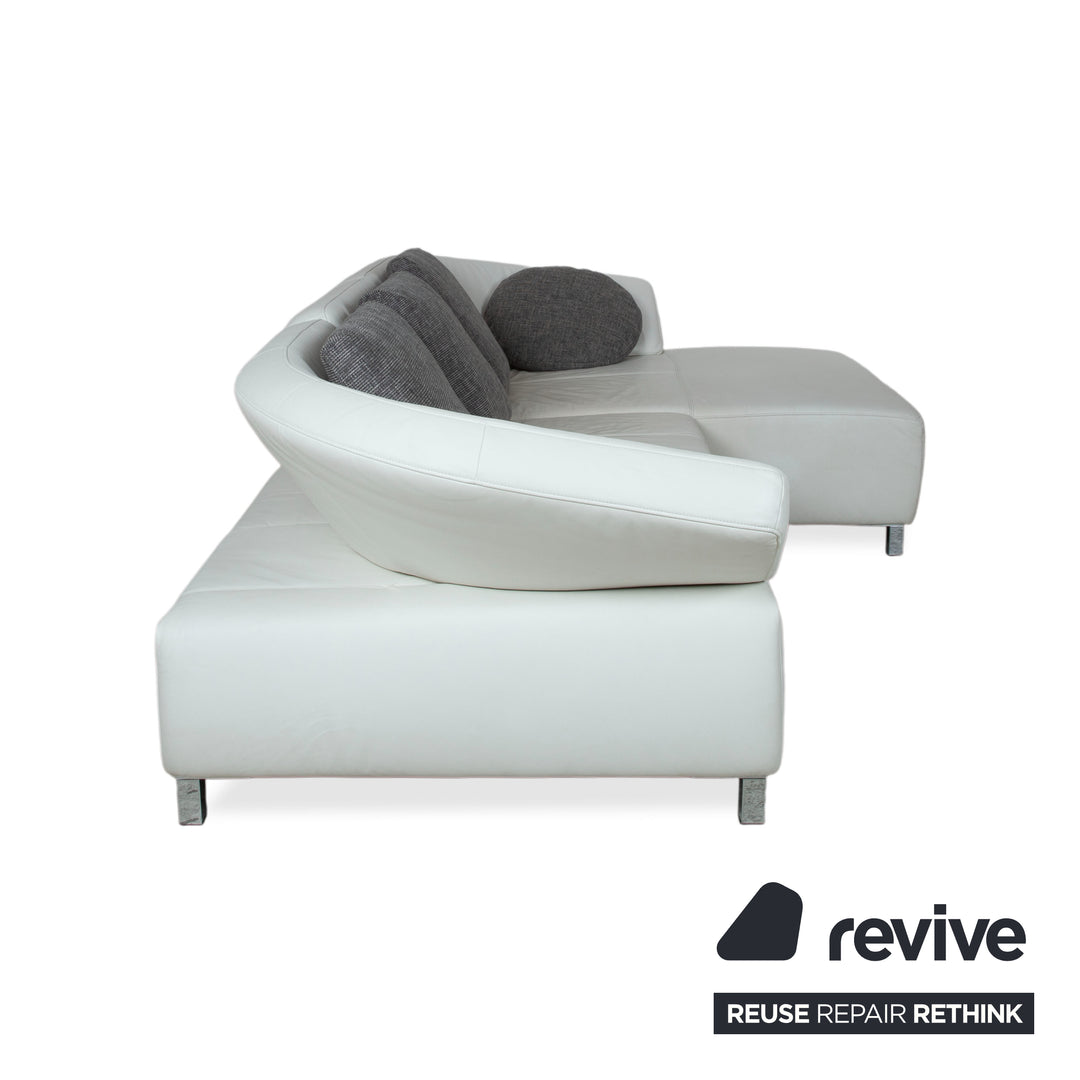 Ewald Schillig Butterfly Leder Ecksofa Weiß manuelle Funktion Recamiere Rechts Couch