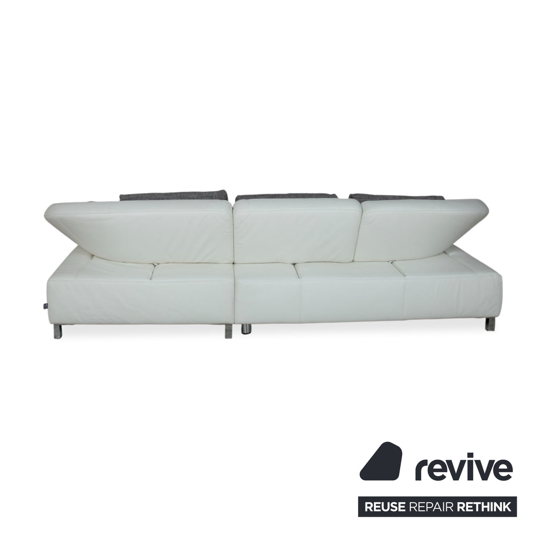 Ewald Schillig Butterfly Leder Ecksofa Weiß manuelle Funktion Recamiere Rechts Couch