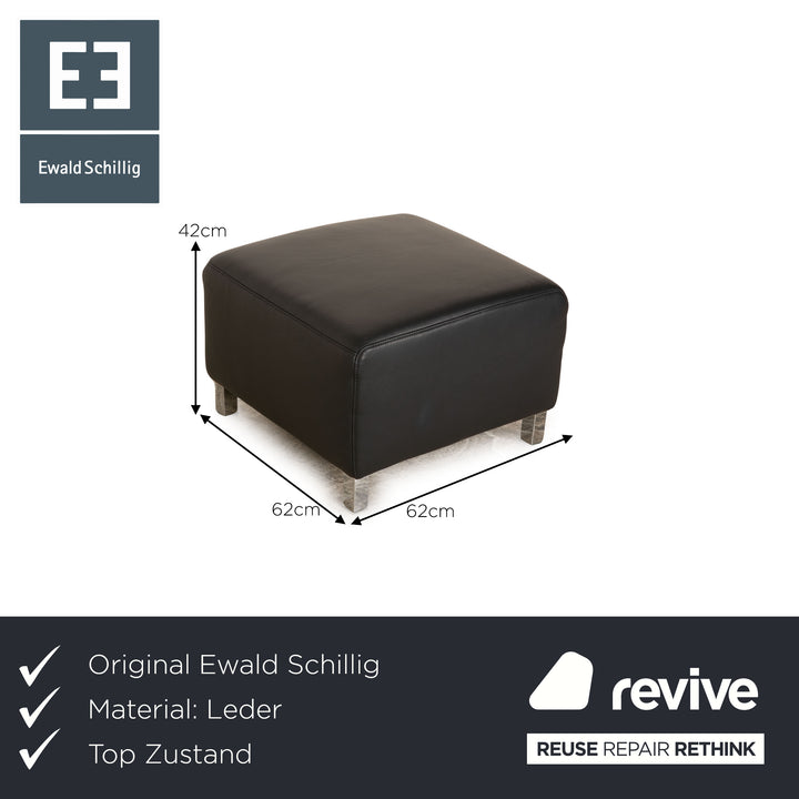 Ewald Schillig Butterfly Leder Hocker Dunkelgrau Schiefer