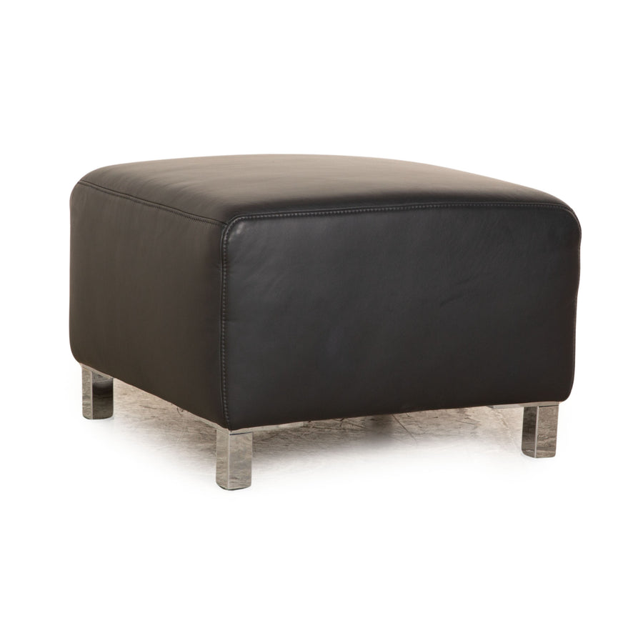 Ewald Schillig Butterfly Leder Hocker Dunkelgrau Schiefer