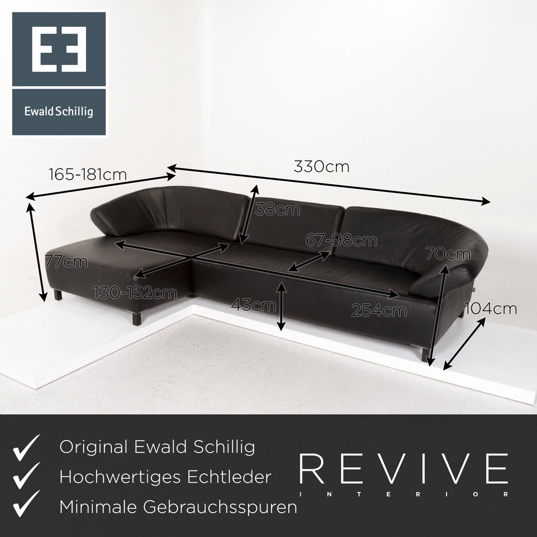 Ewald Schillig Butterfly Leder Sofa Schwarz Ecksofa #13233