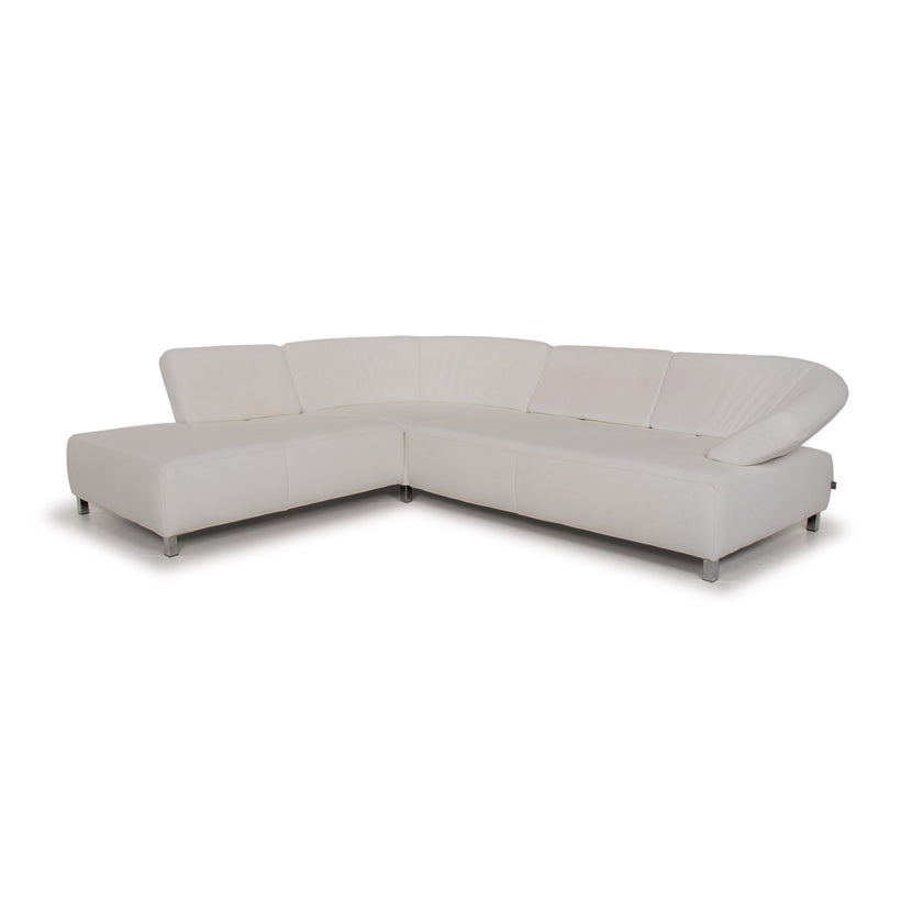 Ewald Schillig Canapé en cuir papillon Blanc Canapé d'angle #14897
