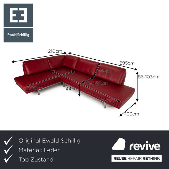 Ewald Schillig Westside Leder Ecksofa Rot Sofa Couch Funktion