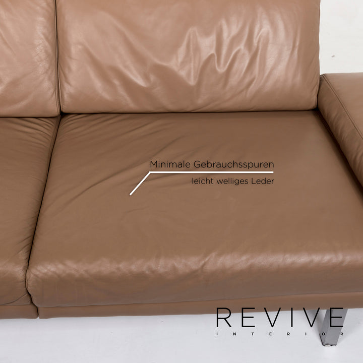 Ewald Schillig Westside Leder Sofa Braun Hellbraun Zweisitzer Couch #13050