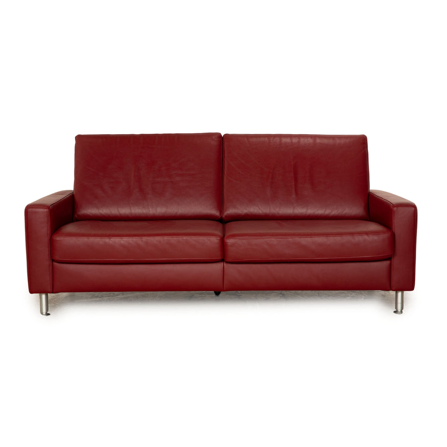Ewald Schillig Concept Plus Leder Dreisitzer Rot Sofa Couch