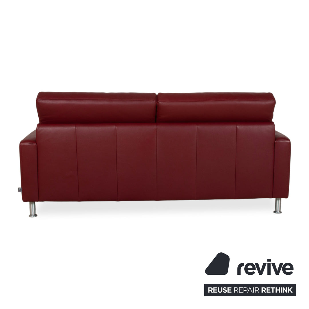 Ewald Schillig Concept Plus Leather Three-Seater Red Sofa Couch