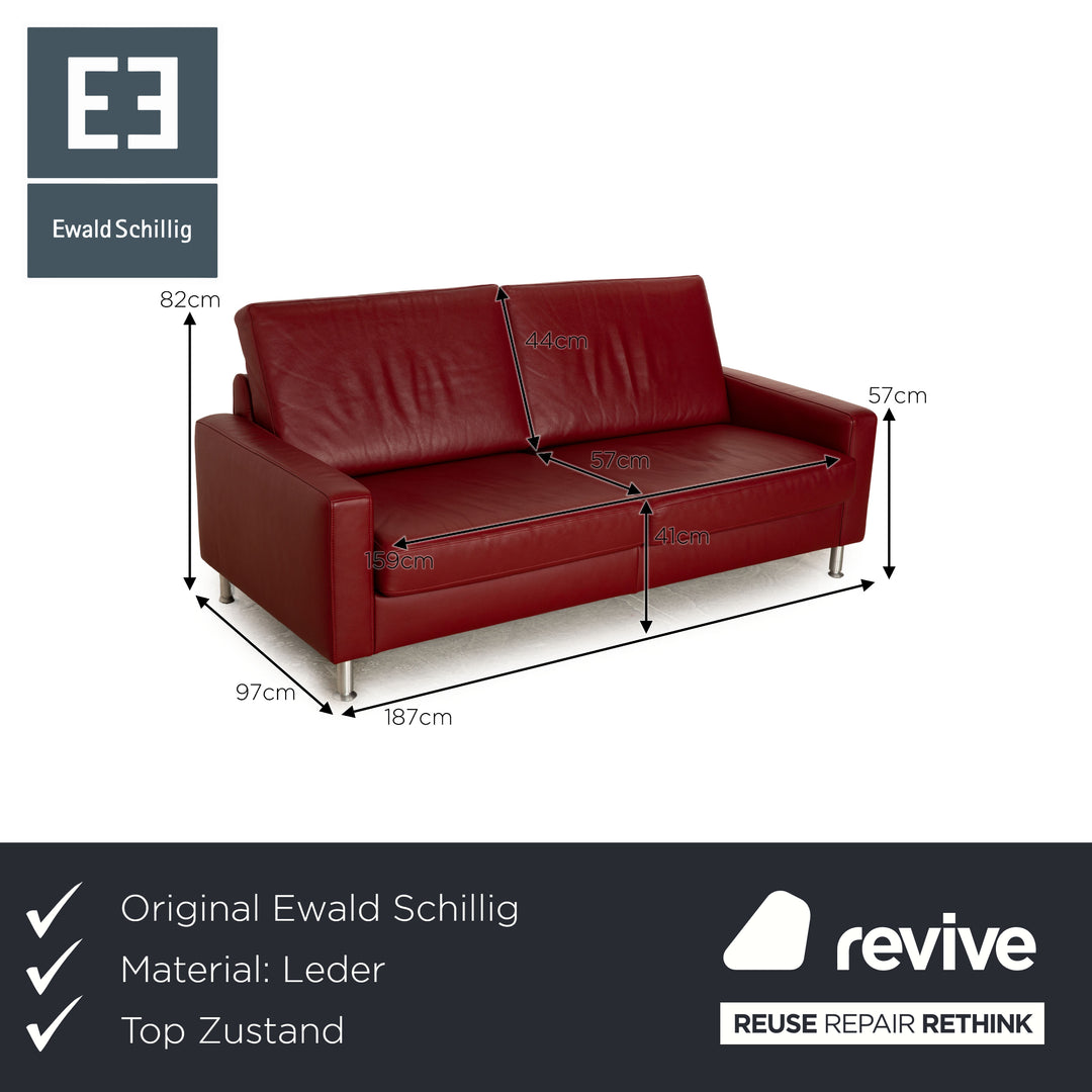 Ewald Schillig Concept Plus Leder Dreisitzer Rot Sofa Couch