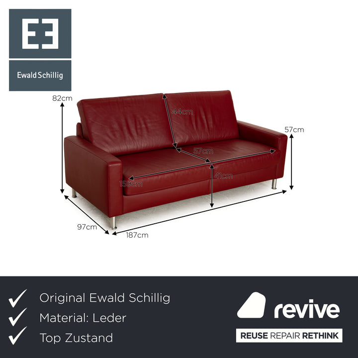 Ewald Schillig Concept Plus Leder Dreisitzer Rot Sofa Couch