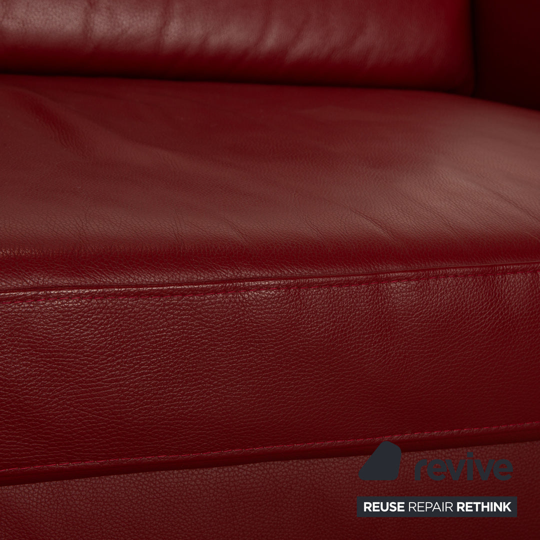 Ewald Schillig Concept Plus Leder Dreisitzer Rot Sofa Couch