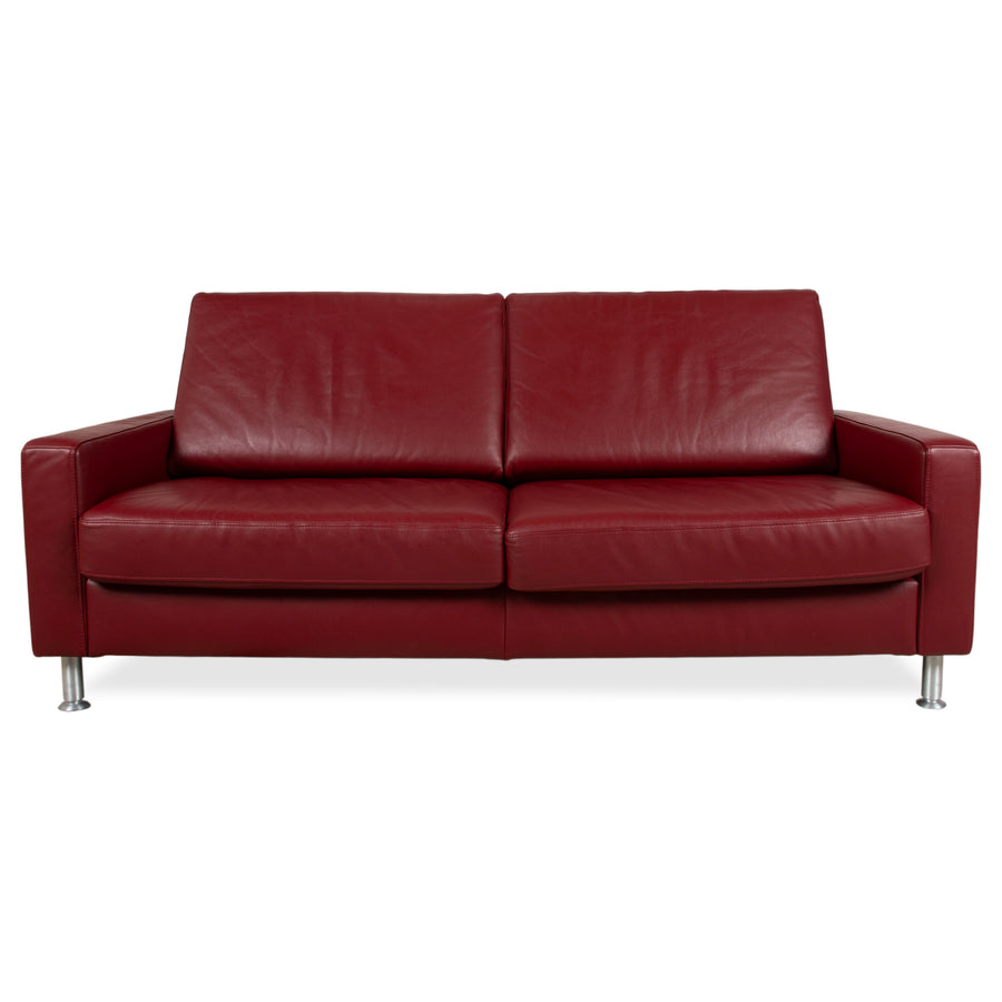 Ewald Schillig Concept Plus Leather Three-Seater Red Sofa Couch