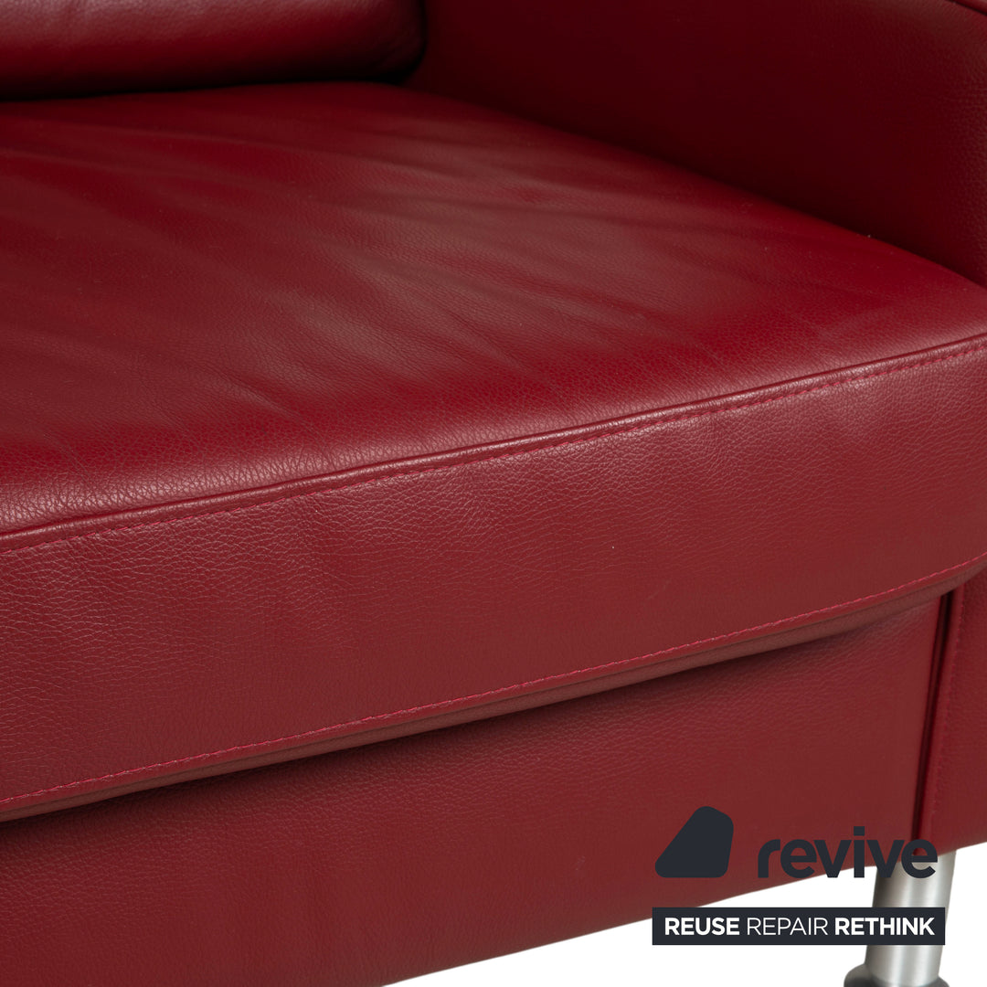Ewald Schillig Concept Plus Leder Dreisitzer Rot Sofa Couch