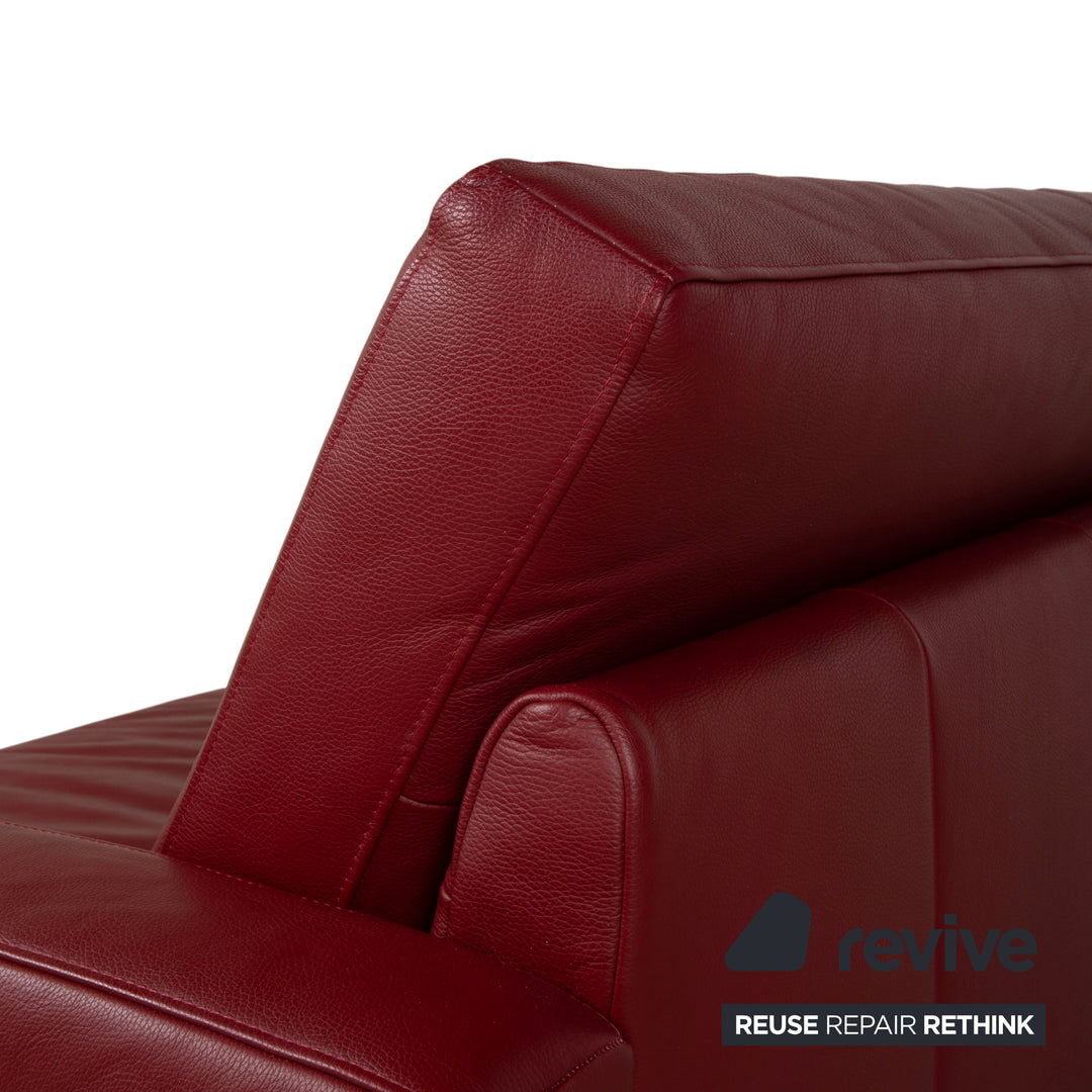 Ewald Schillig Concept Plus Leather Three-Seater Red Sofa Couch