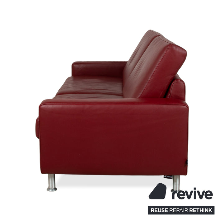 Ewald Schillig Concept Plus Leather Three-Seater Red Sofa Couch