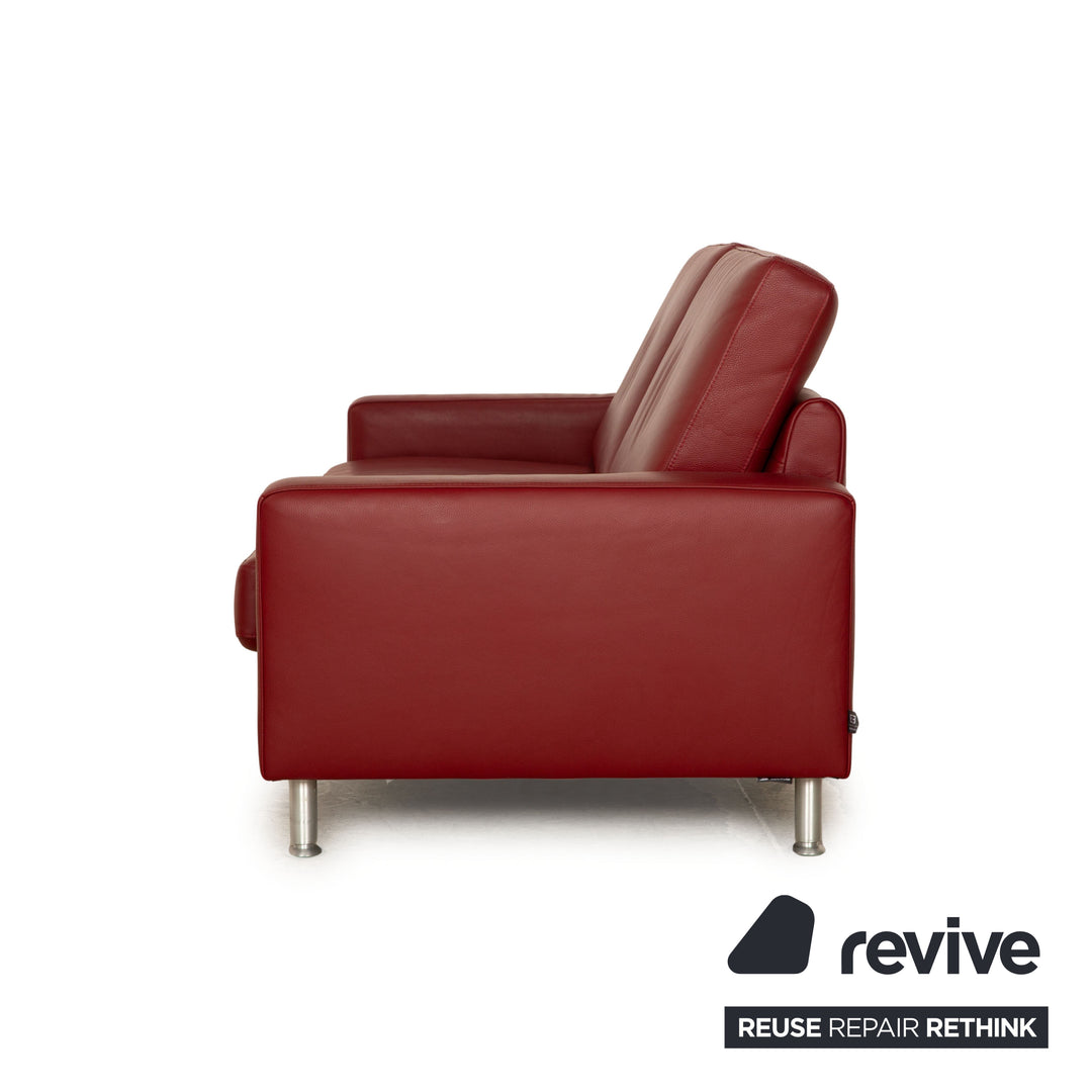 Ewald Schillig Concept Plus Leder Dreisitzer Rot Sofa Couch