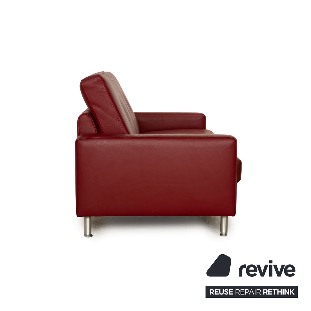 Ewald Schillig Concept Plus Leder Dreisitzer Rot Sofa Couch