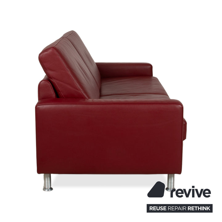 Ewald Schillig Concept Plus Leather Three-Seater Red Sofa Couch