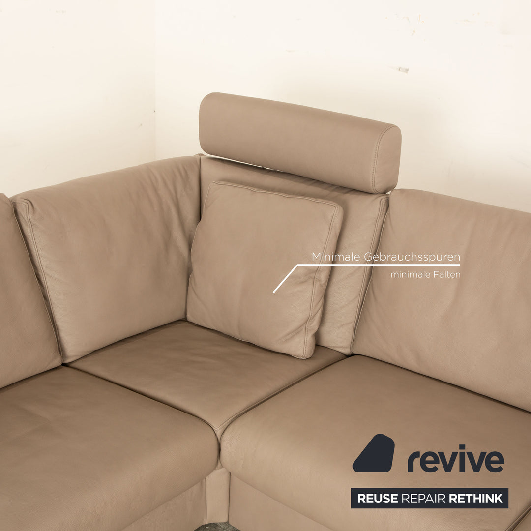 Ewald Schillig Concept Plus leather corner sofa beige manual function sofa couch