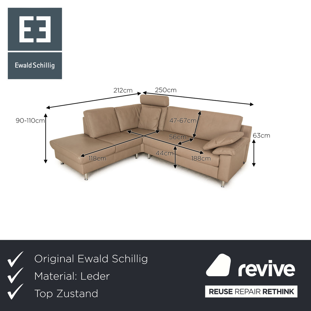Ewald Schillig Concept Plus leather corner sofa beige manual function sofa couch